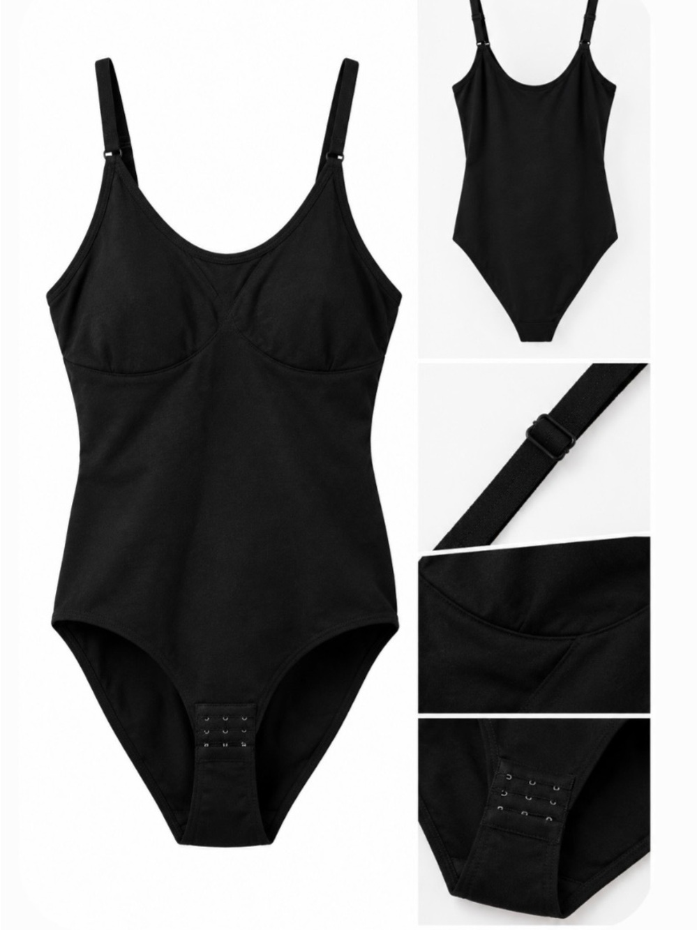 Black Shaping Bodysuit with Adjustable Straps